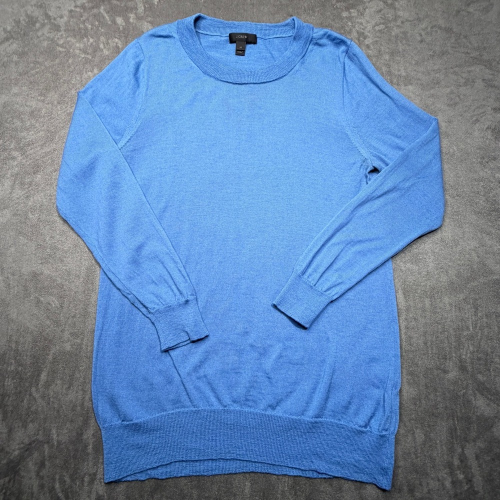 J.Crew Sweater Womens Sz M 100% Merino Wool Crew Neck Royal Blue Minimalist